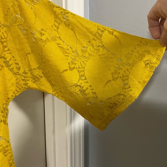 NWT Hotouch Lace Patchwork Floral Pattern Overlay Top V-neck Loose Short Sleeves - Picture 11 of 16